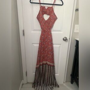 Floral Cut Out Open Back Maxi Dress